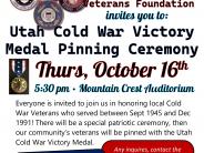 Cold War Victory Medal Pinning Ceremony: October 16 Cold War Victory Medal Pinning Ceremony: October 16