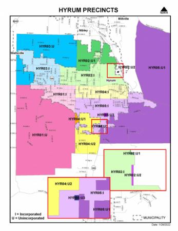 Map of Hyrum City's Election Precincts
