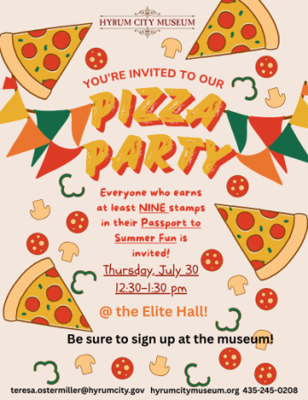 Passport Pizza Party, July 30, 12:30-1:30pm