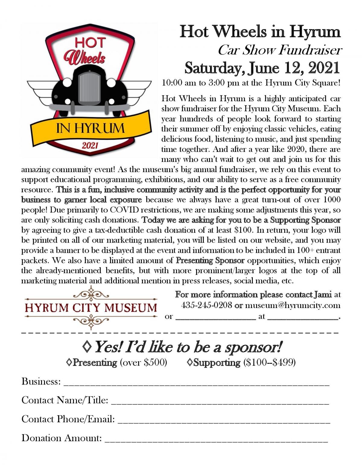 Hot Wheels Sponsor Information